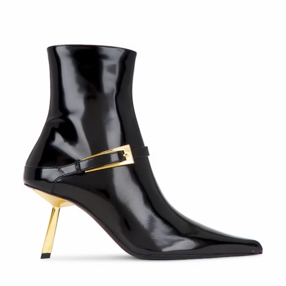Saint Laurent Shoes - Saint Laurent Black Patent  Lee Pointed Toe Ankle Boots Accents NWT